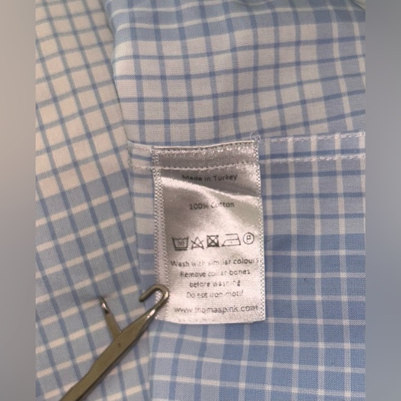 Mr. Thomas Pink Slim Casual Dress Shirt Lt Blue & White Sz XXL - Picture 10 of 13